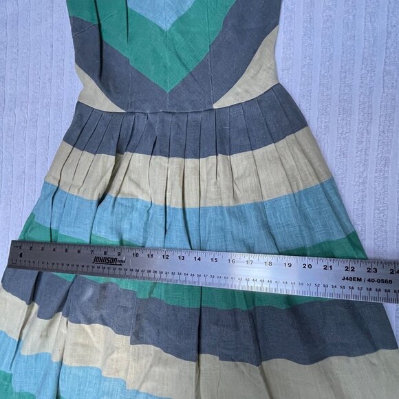 Knitted Dove Women Sleeveless A-Line Dress XS V-Neck Back Zip Striped Multicolor - Picture 7 of 9